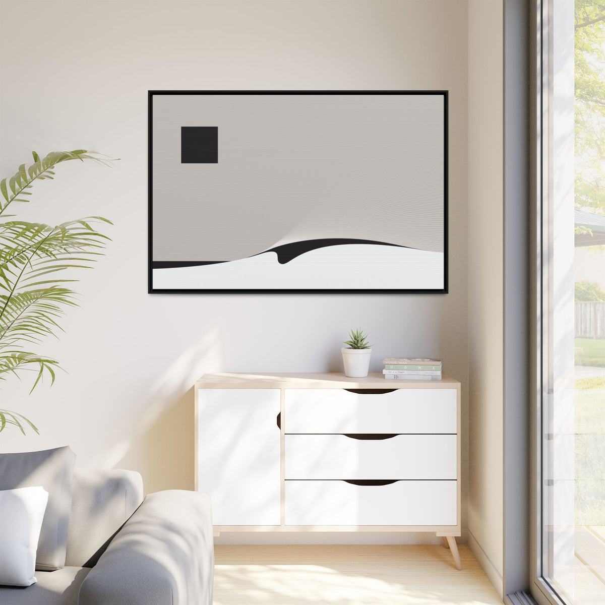 Minimalist Black & White Matte Canvas Print (Framed)