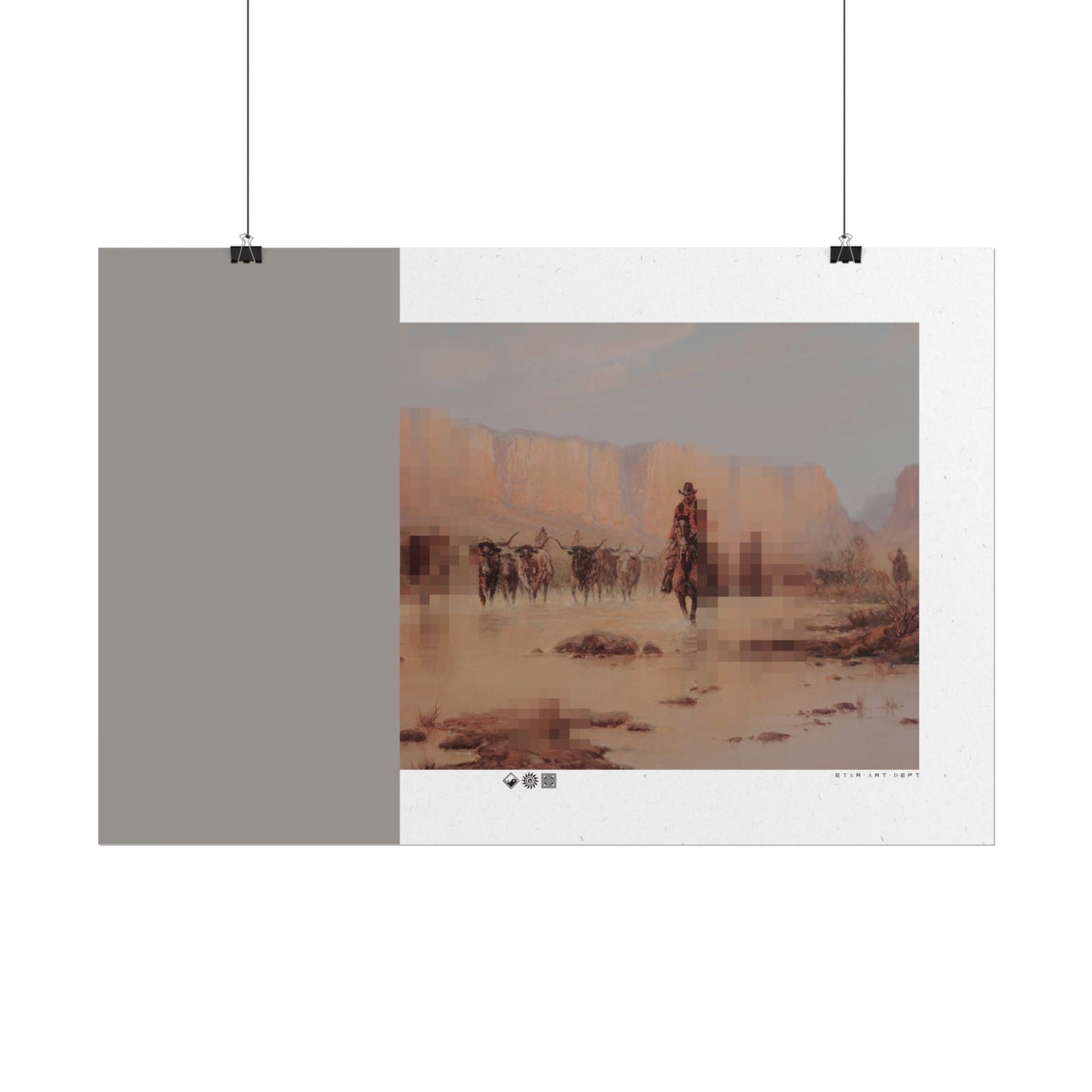 Copy of Western Desert Poster — Pixelated Cowboy Rolled Art Print