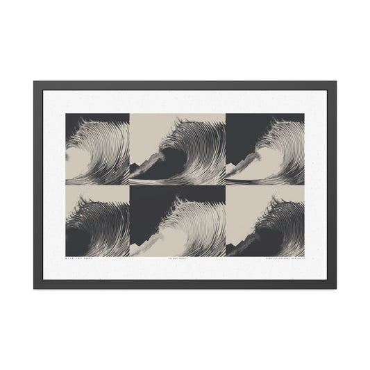 Night Wave 3 - Black & White - Framed Print