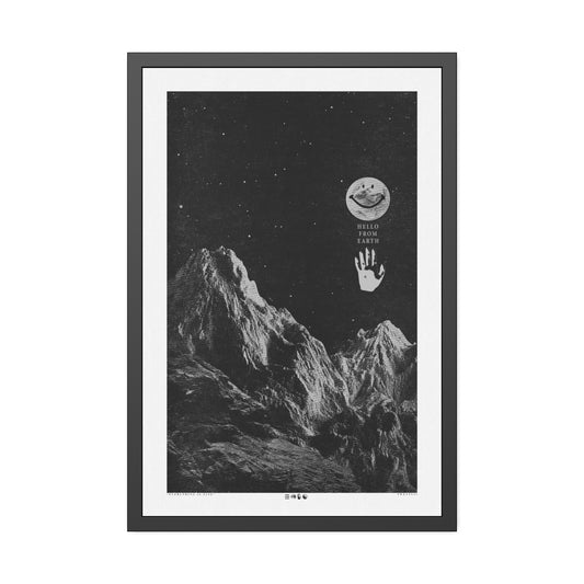 Hello From Earth - Black - Framed Print