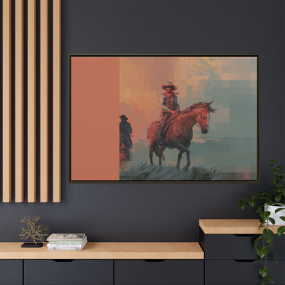 Framed Matte Canvas — Retro Cowboy Horse Western Wall Art