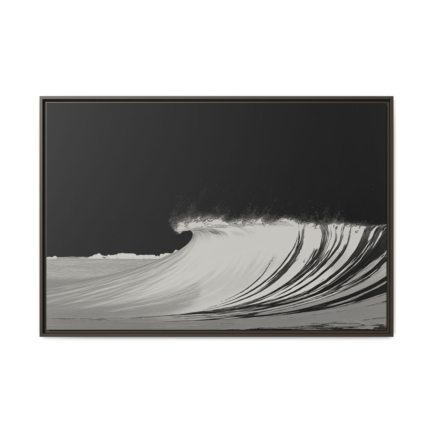 4D Surf - Black & White - Framed Canvas