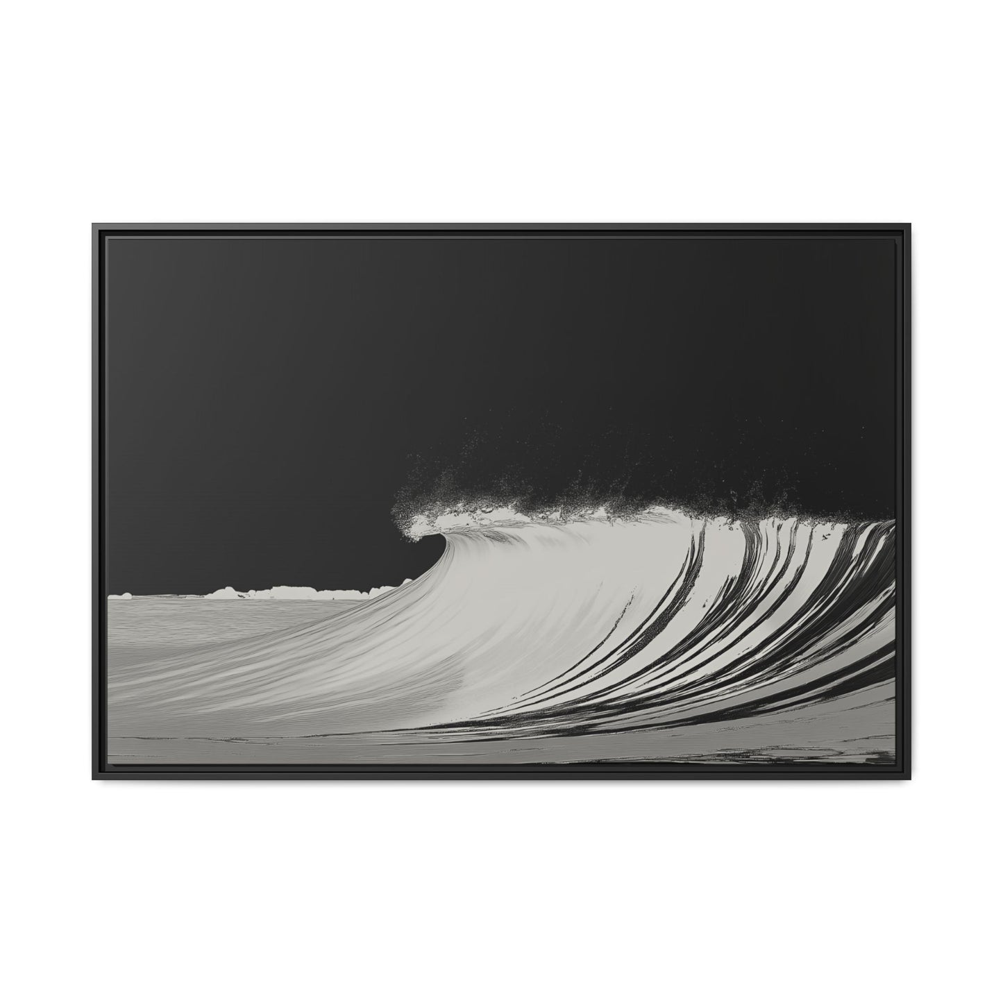 4D Surf - Black & White - Framed Canvas
