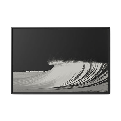 4D Surf - Black & White - Framed Canvas