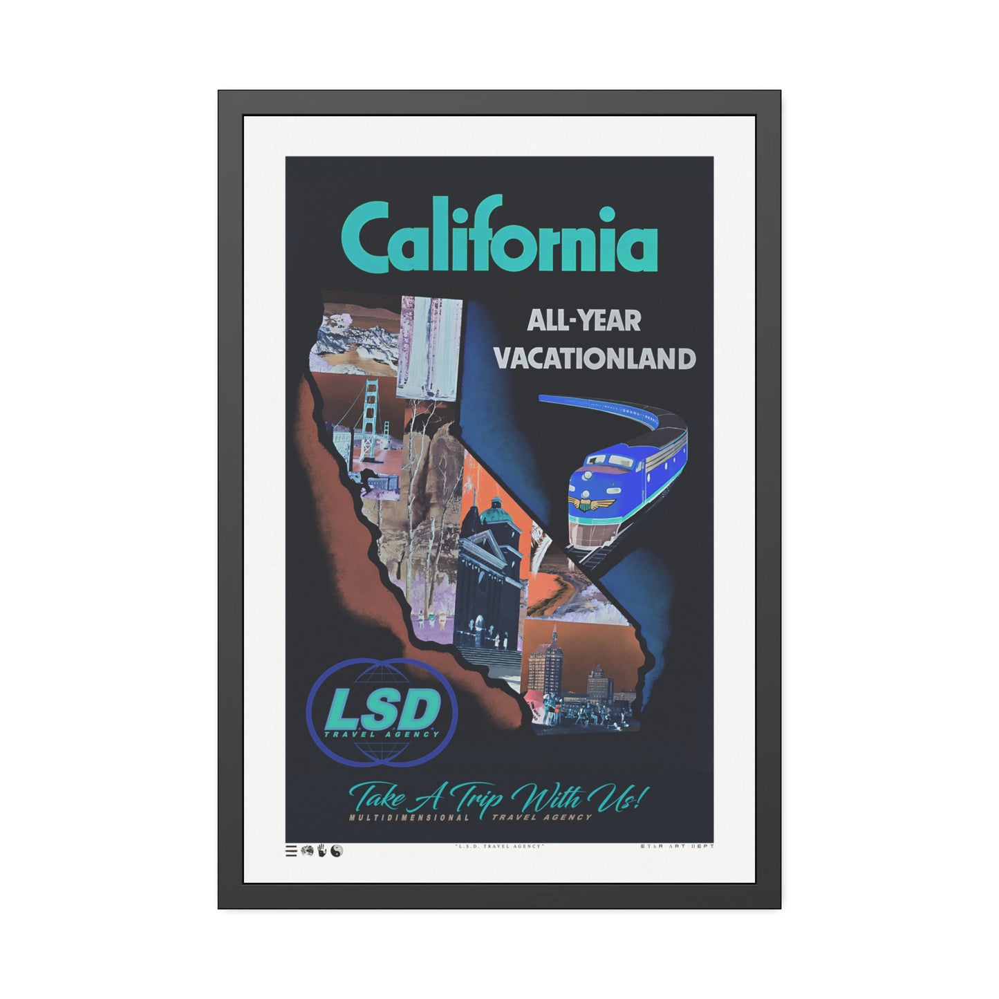 California - L.S.D. Travel - Invert - Framed Print