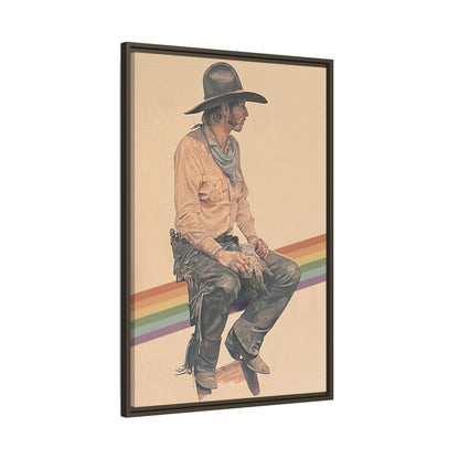 Vintage Cowboy Rainbow Matte Canvas Framed Wall Art