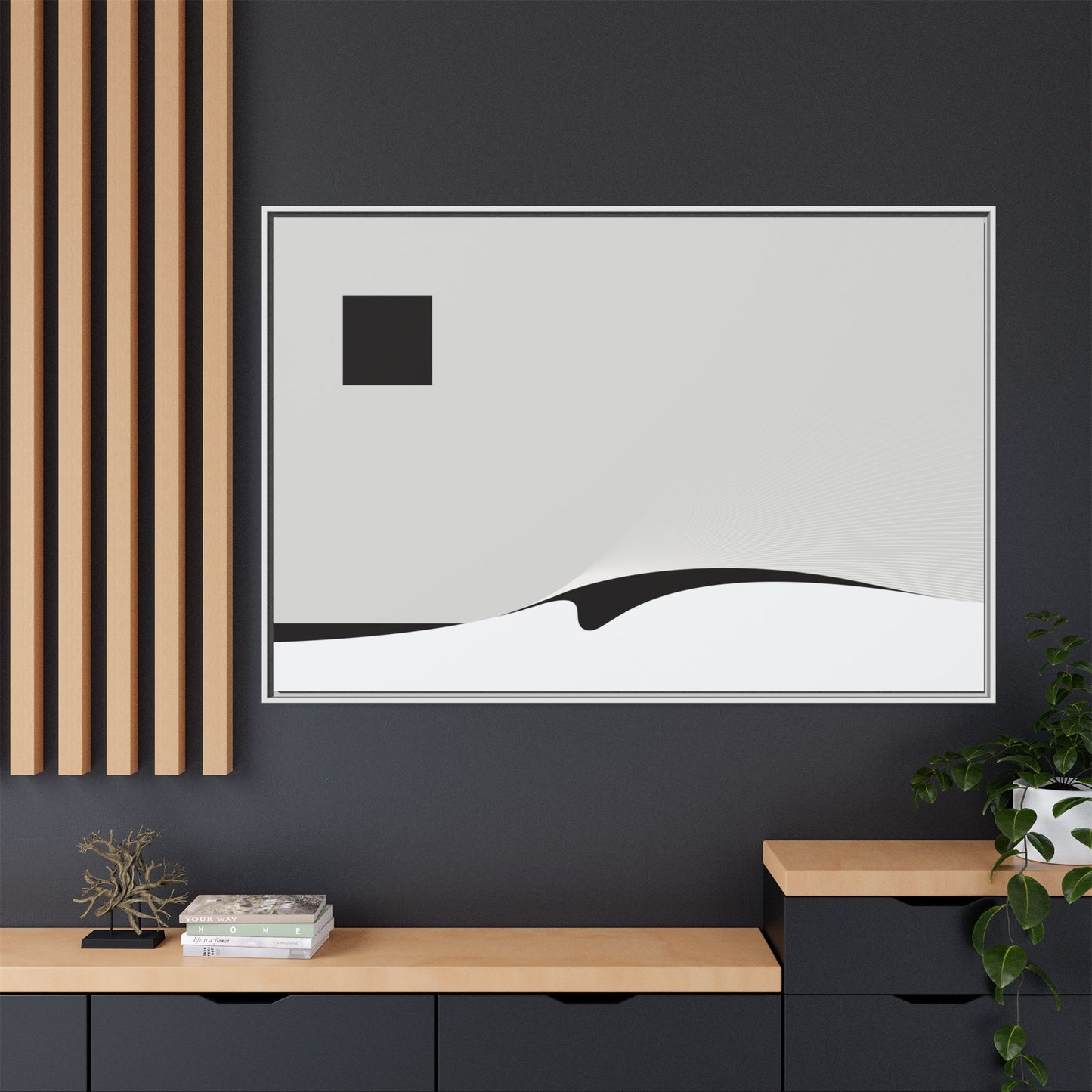 Minimalist Black & White Matte Canvas Print (Framed)