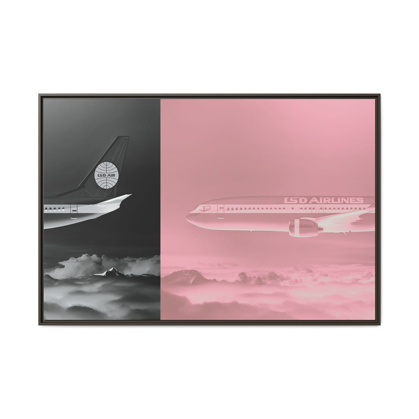 Split L.S.D. Airlines - Rose - XL Framed Canvas