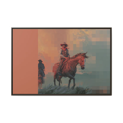 Framed Matte Canvas — Retro Cowboy Horse Western Wall Art