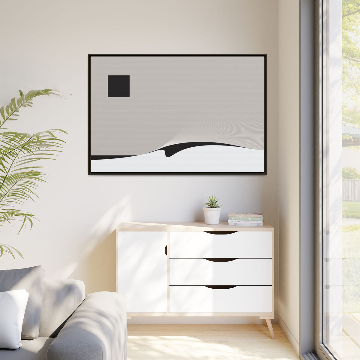 Minimalist Black & White Matte Canvas Print (Framed)