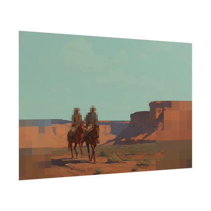 Copy of Western Desert Poster — Pixelated Cowboy Rolled Art Print