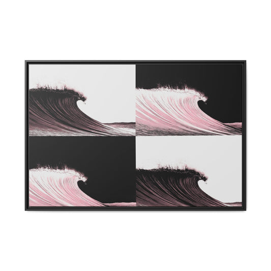 4D Surf - Black Rose - Framed Canvas