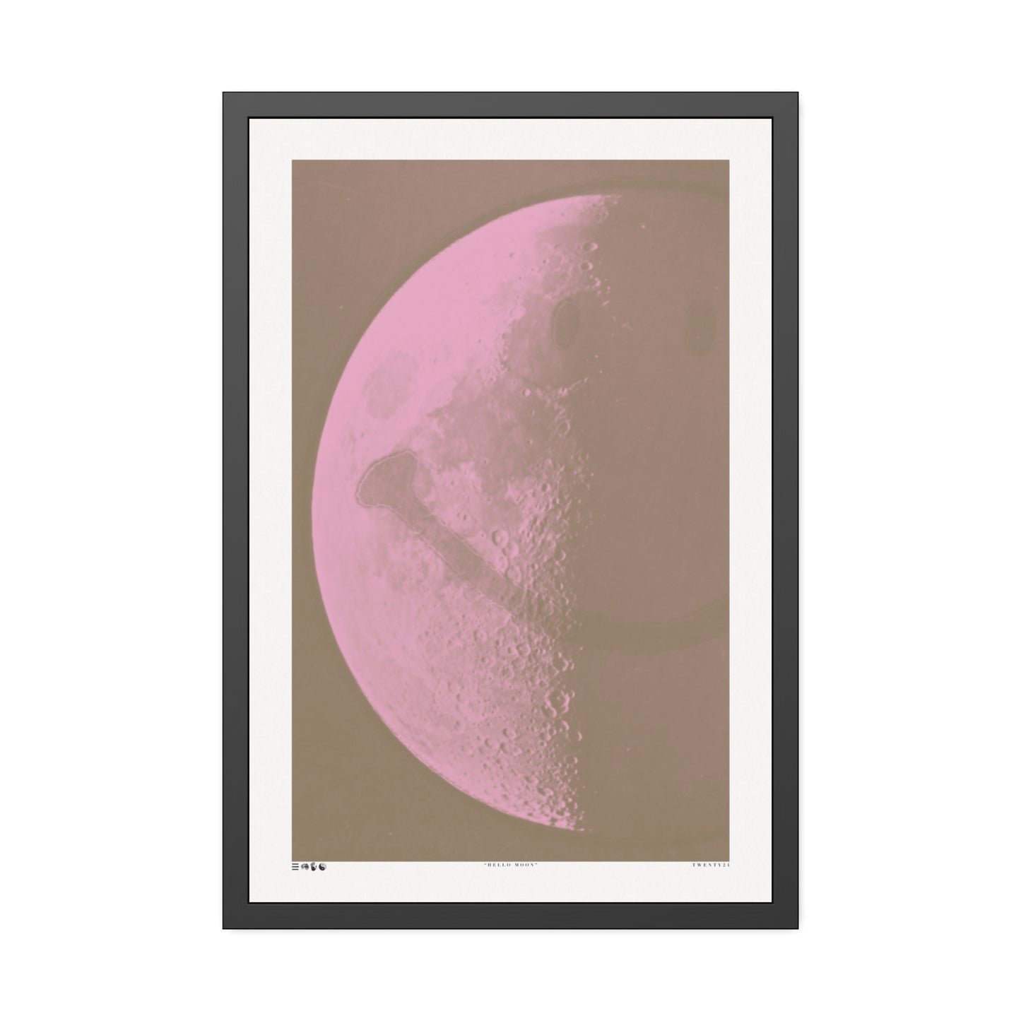 Hello Moon - Pink - Framed Print