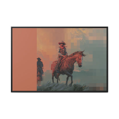 Framed Matte Canvas — Retro Cowboy Horse Western Wall Art