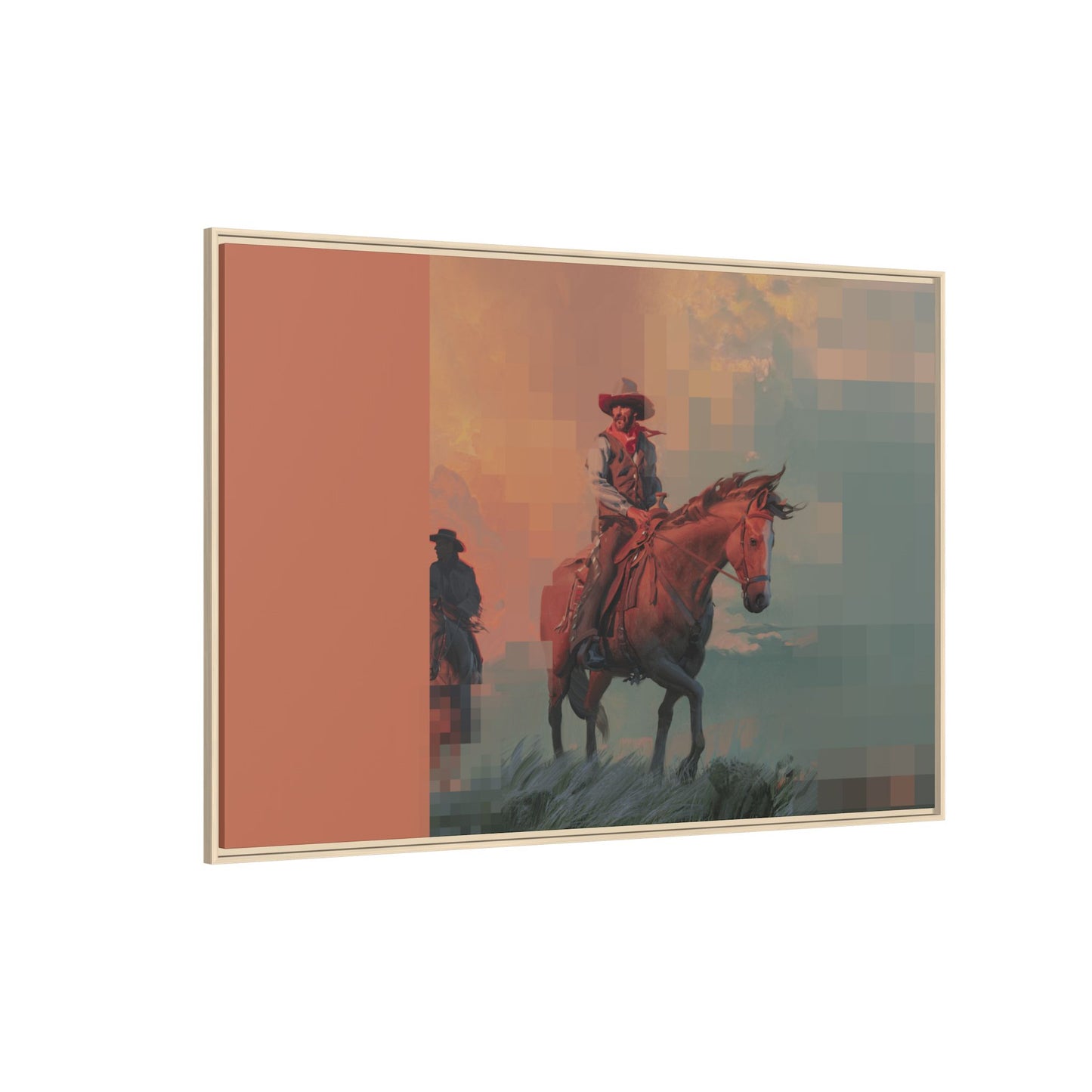 Framed Matte Canvas — Retro Cowboy Horse Western Wall Art