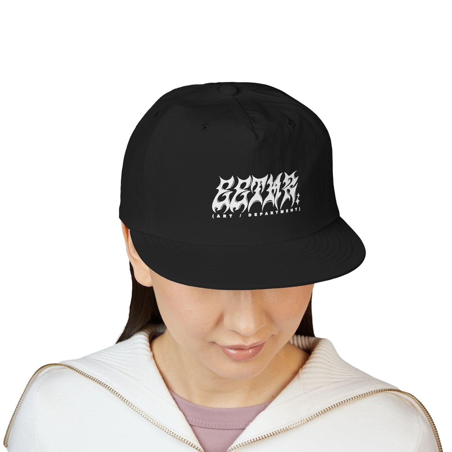 Surf Cap — Black Logo Strapback Hat for Surfers & Beach Lifestyle