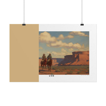 Copy of Western Desert Poster — Pixelated Cowboy Rolled Art Print
