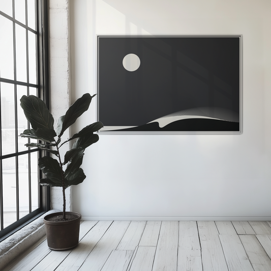 Night Wave 4 - Black - Framed Canvas