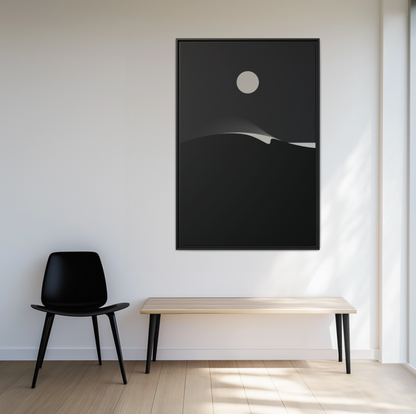 Night Wave 3 - Black - Framed Canvas