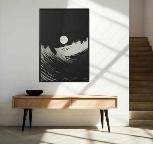 Washed - Black & White - Framed Canvas