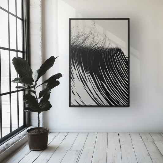 Ledge - Black & White - Framed Canvas