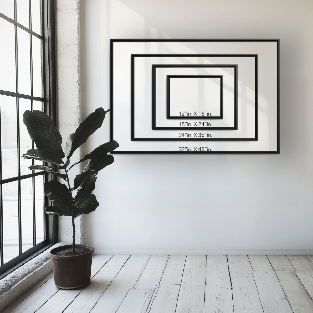 4D Surf - Black & White - Framed Canvas