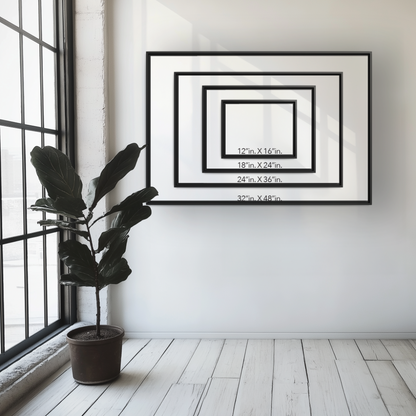 4D Surf - Black & White - Framed Canvas