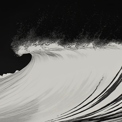 4D Surf - Black & White - Framed Canvas