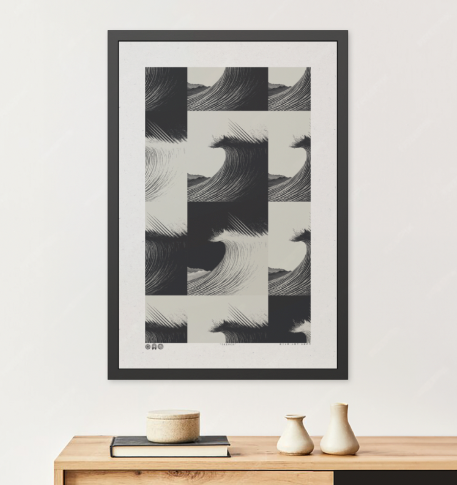 Trench - Black & White - Framed Print