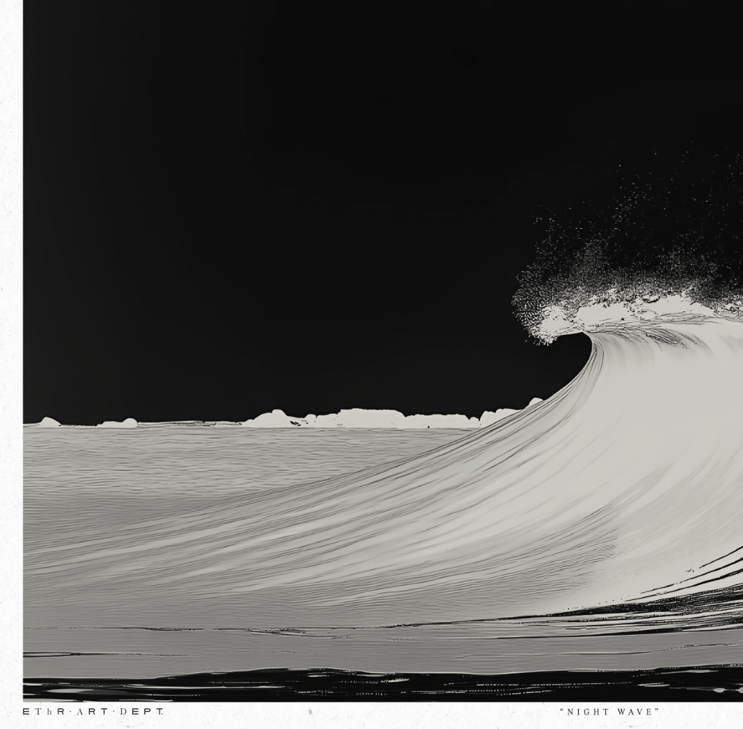 Night Wave 2 - Black & White - Framed Print