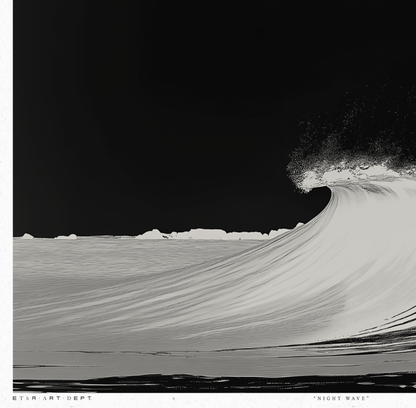 Night Wave 2 - Black & White - Framed Print
