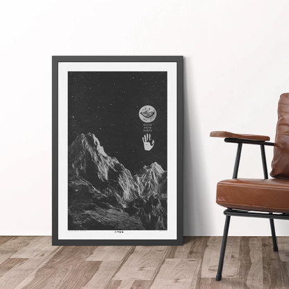 Hello From Earth - Black - Framed Print