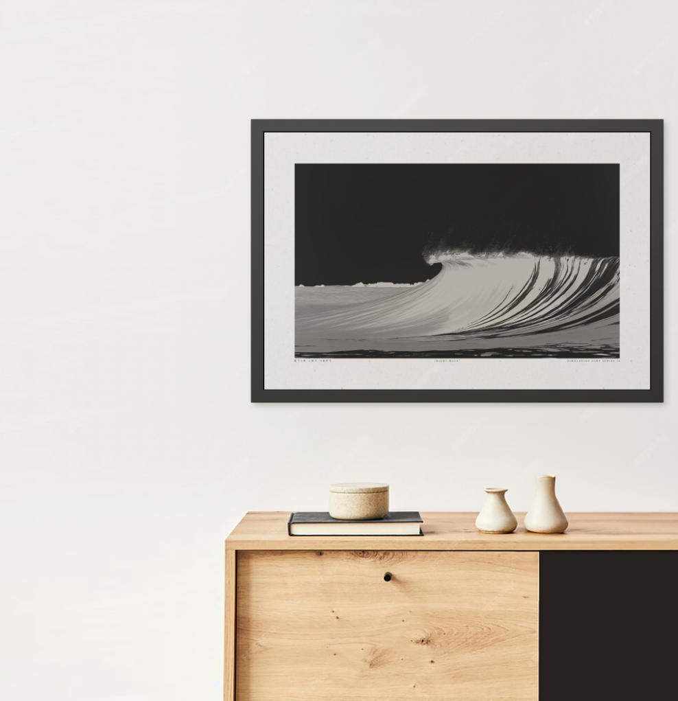 Night Wave 2 - Black & White - Framed Print