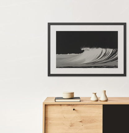Night Wave 2 - Black & White - Framed Print