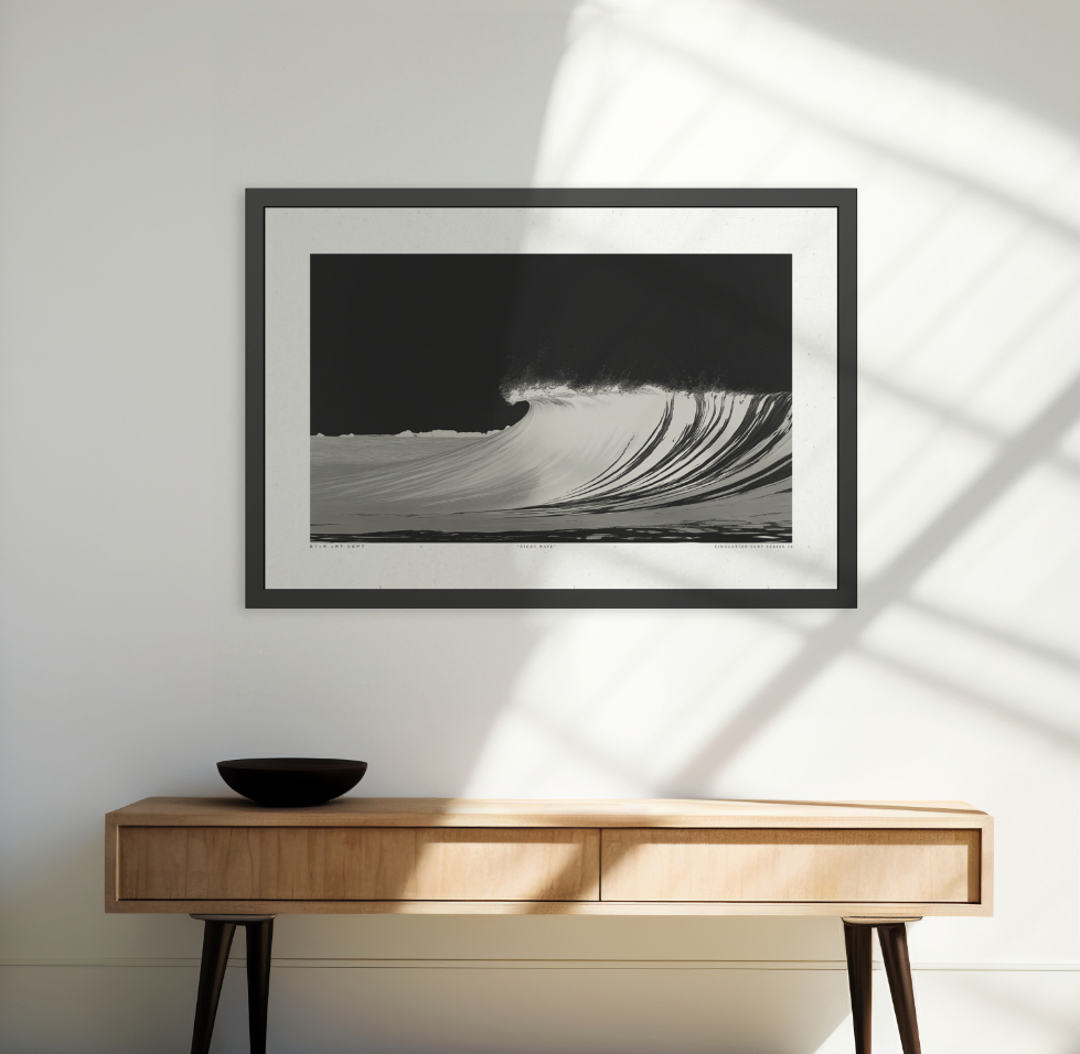 Night Wave 2 - Black & White - Framed Print