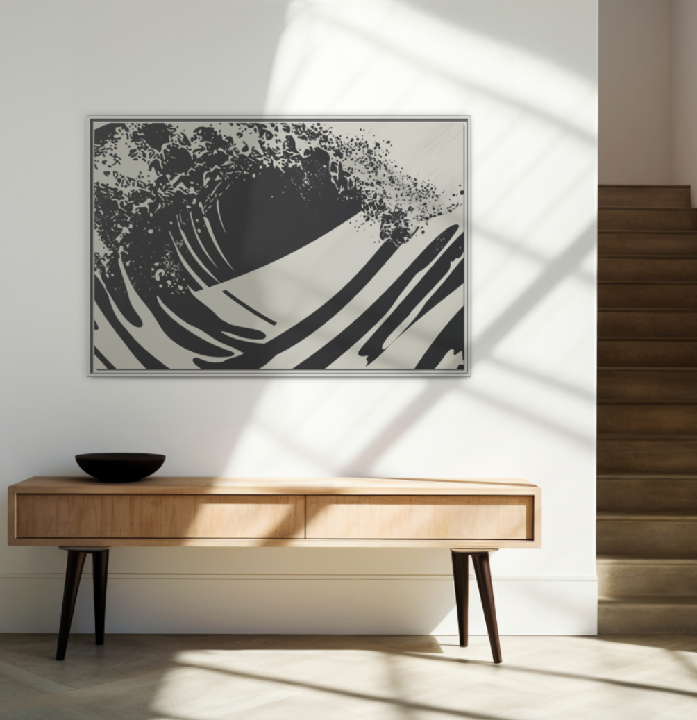 Turmoil - Black & White - Framed Canvas
