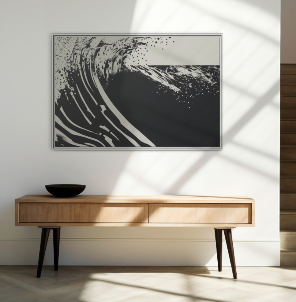 Turmoil 2 - Black & White - Framed Canvas