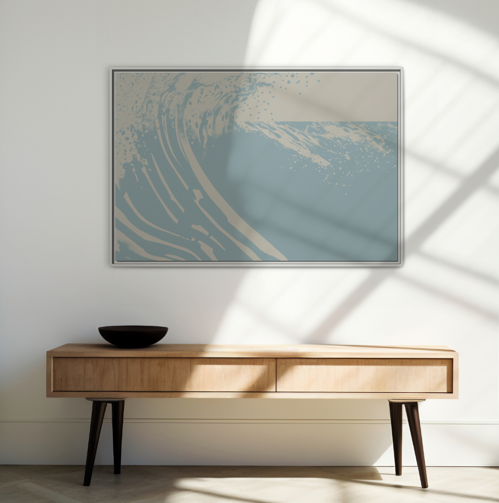 Turmoil 2 - Blue Haze - Framed Canvas