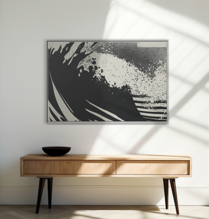Turmoil 3 - Black & White - Framed Canvas