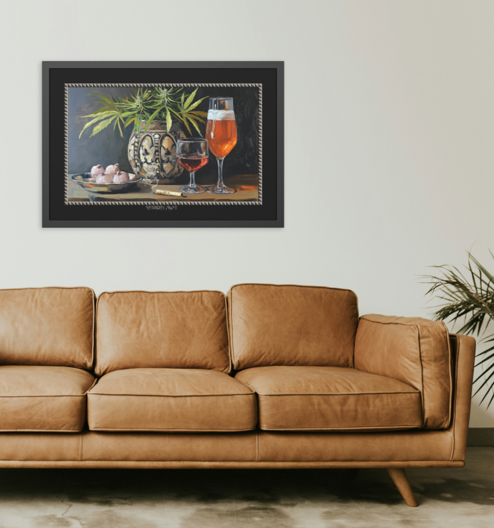 Saturday Night - Black - Framed Print