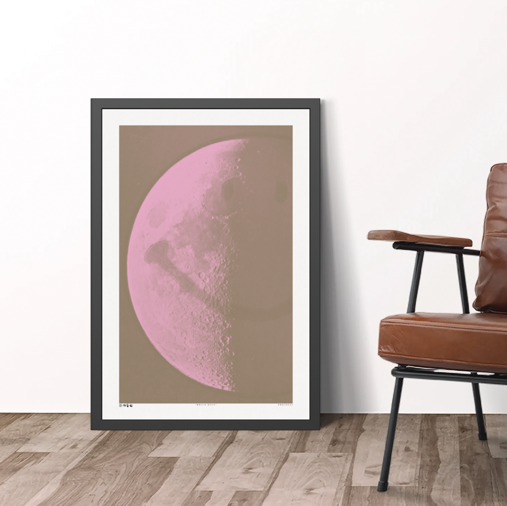 Hello Moon - Pink - Framed Print
