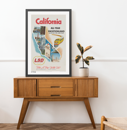 California - L.S.D. Travel - Framed Print