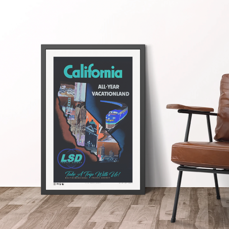 California - L.S.D. Travel - Invert - Framed Print