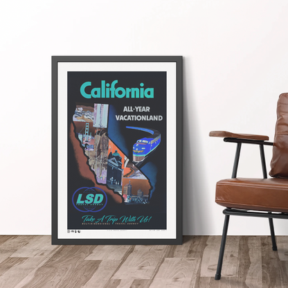 California - L.S.D. Travel - Invert - Framed Print