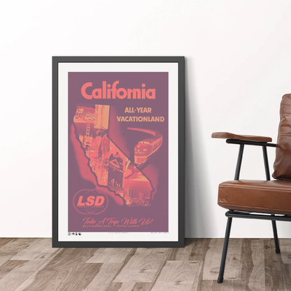 California - L.S.D. Travel - Purps - Framed Print