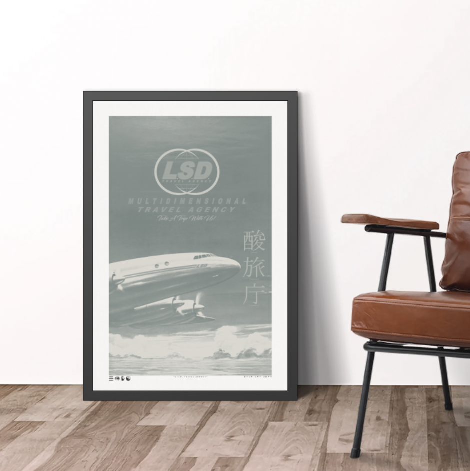 Take A Trip - L.S.D. Travel - Sage - Framed Print