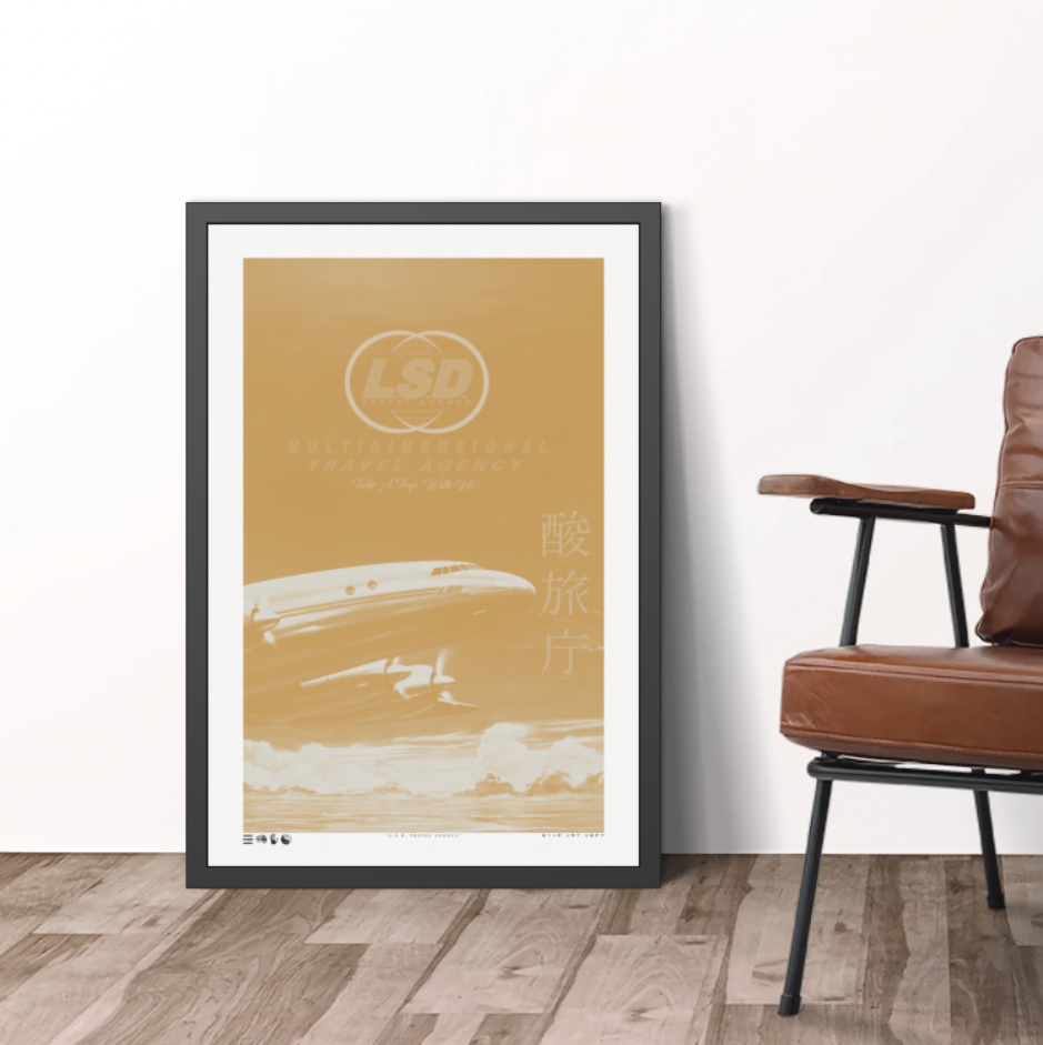 Take A Trip - L.S.D. Travel - Gold - Framed Print
