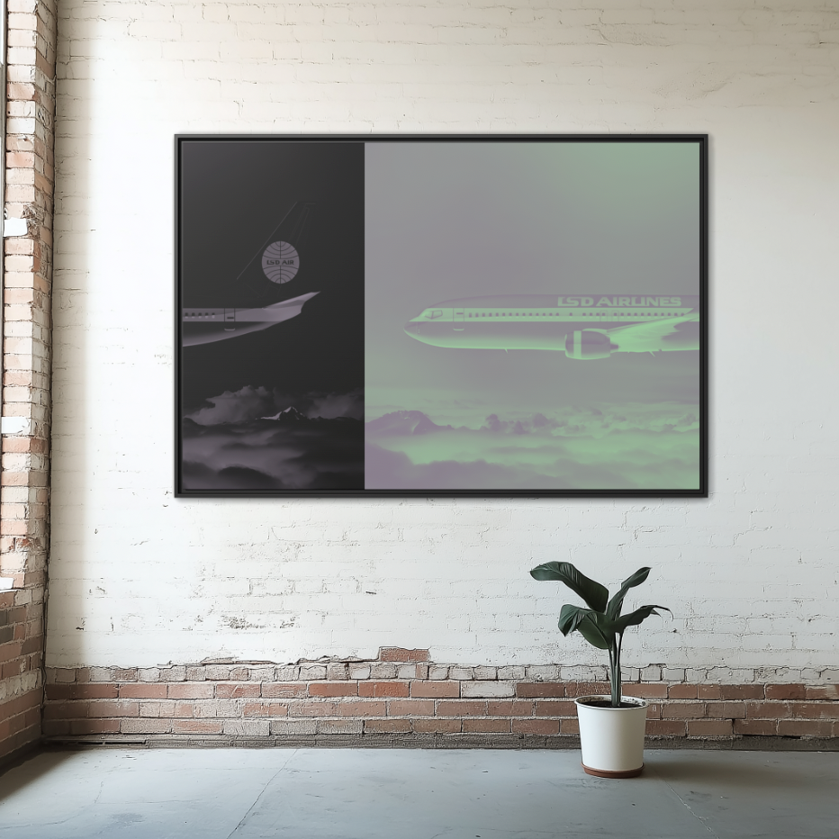 Split L.S.D. Airlines - Purple Haze - XL Framed Canvas