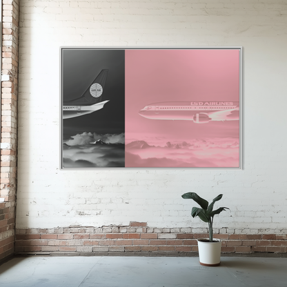 Split L.S.D. Airlines - Rose - XL Framed Canvas